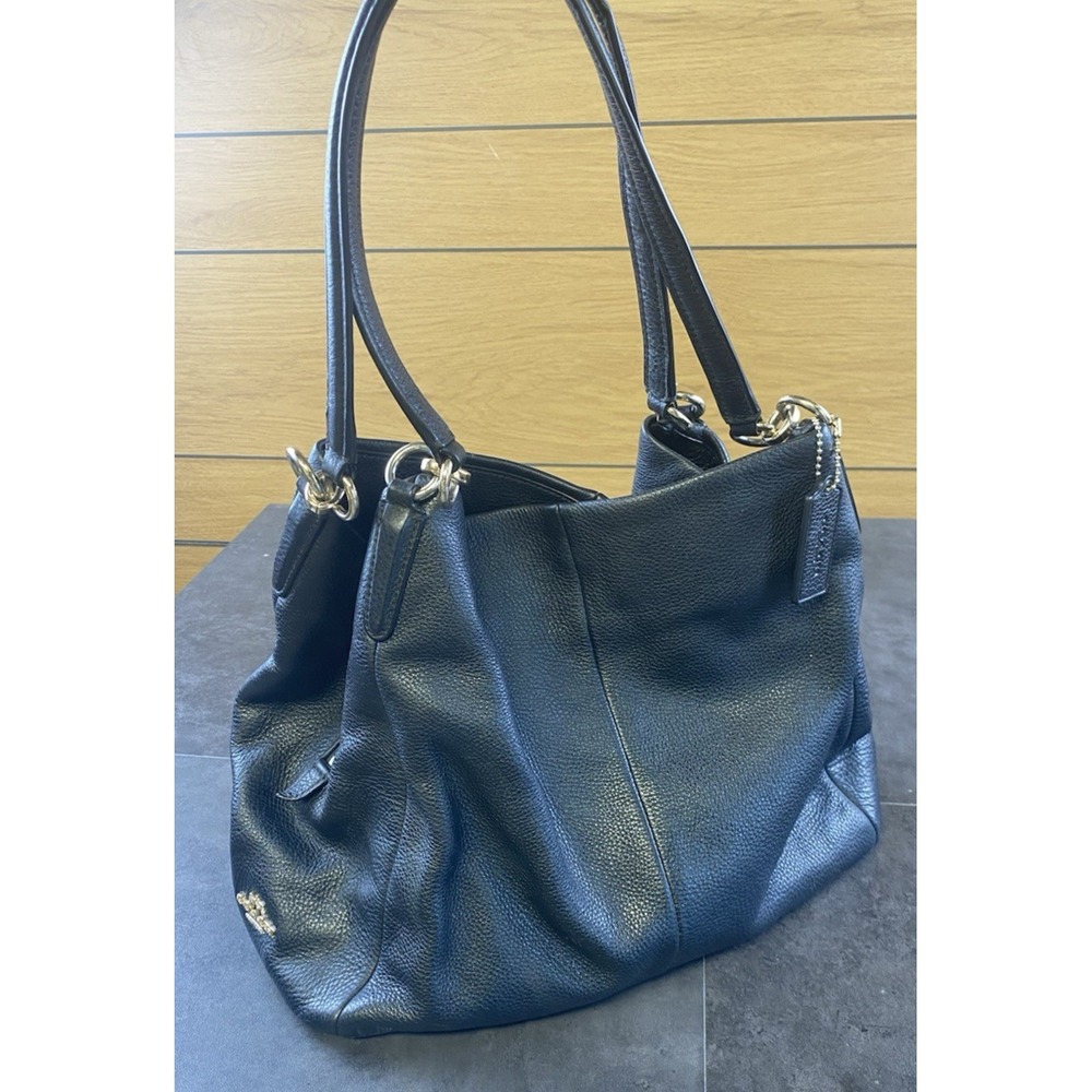 Coach Black Pebbled Leather Madison Phoebe Shoulder Bag -CLEAN